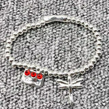 925 Silver Red Gem & Dragonfly Bracelet Romantic Holiday Gift