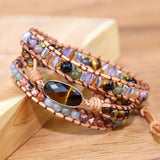 Vintage Tiger Eye Charm Wrap Bracelet Bohemia Jewelry