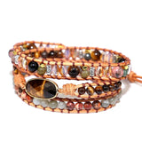 Vintage Tiger Eye Charm Wrap Bracelet Bohemia Jewelry