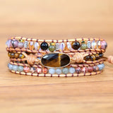 Vintage Tiger Eye Charm Wrap Bracelet Bohemia Jewelry