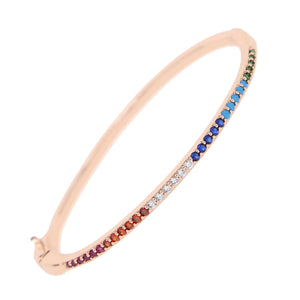 Rainbow Cz Bangle Bracelet For Women Charm Jewelry