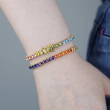 Tennis Round CZ Bracelet Plated Rainbow Bangle