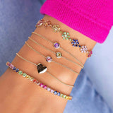 Tennis Round CZ Bracelet Plated Rainbow Bangle