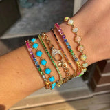 Tennis Round CZ Bracelet Plated Rainbow Bangle