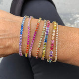 Tennis Round CZ Bracelet Plated Rainbow Bangle