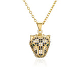 Delicate Leopard Head Pendant Necklace with Zircon Crystals
