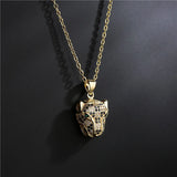 Delicate Leopard Head Pendant Necklace with Zircon Crystals