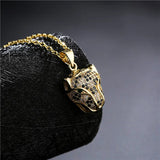 Delicate Leopard Head Pendant Necklace with Zircon Crystals