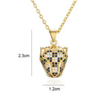 Delicate Leopard Head Pendant Necklace with Zircon Crystals