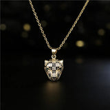 Delicate Leopard Head Pendant Necklace with Zircon Crystals