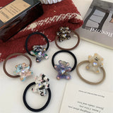 2023 Cartoon Bear Rhinestone Heart Hair Rope