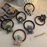 2023 Cartoon Bear Rhinestone Heart Hair Rope