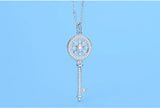 2023 Key Pendant Necklace Austrian Crystal Silver Jewelry
