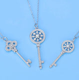 2023 Key Pendant Necklace Austrian Crystal Silver Jewelry