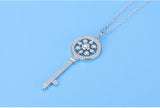 2023 Key Pendant Necklace Austrian Crystal Silver Jewelry