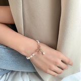 New Pearl Purple Crystal Bracelet Sweet Lucky Bangle Gift Girlfriend Female