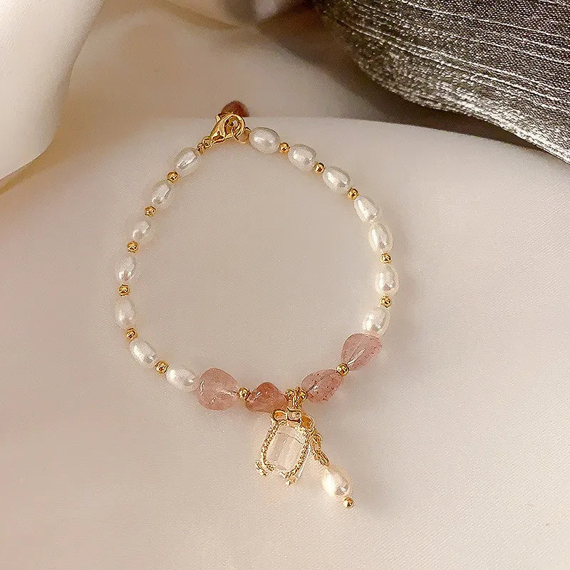 New Pearl Purple Crystal Bracelet Sweet Lucky Bangle Gift Girlfriend Female