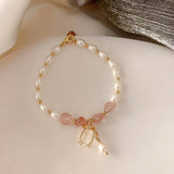 New Pearl Purple Crystal Bracelet Sweet Lucky Bangle Gift Girlfriend Female