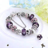 2023 Silver Plated Bead Charm Teal Faceted Glass Beads Crystal Pendant