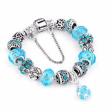 2023 Silver Plated Bead Charm Teal Faceted Glass Beads Crystal Pendant