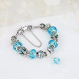 2023 Silver Plated Bead Charm Teal Faceted Glass Beads Crystal Pendant
