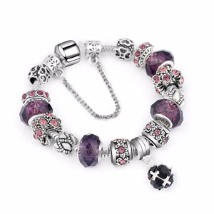 2023 Silver Plated Bead Charm Teal Faceted Glass Beads Crystal Pendant