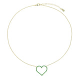 Boho Vintage Green Cz Heart Chocker Necklace for Party Jewelry
