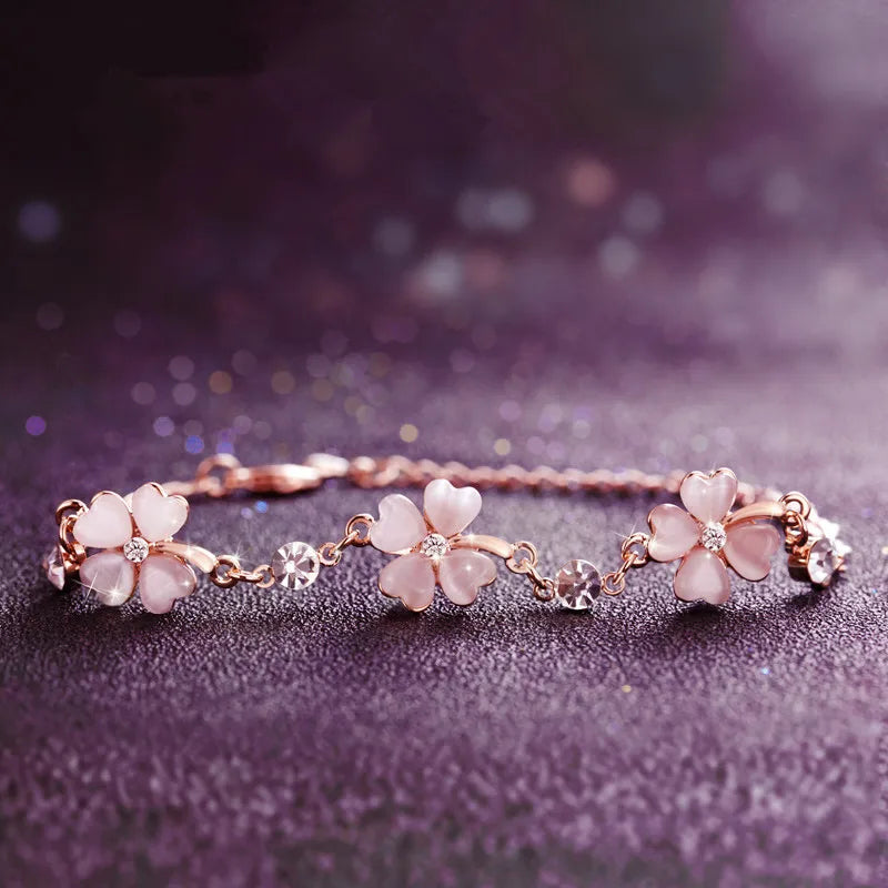 Charm Flower Chain Bracelet 4 Colors For Women