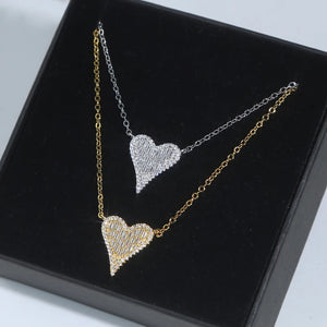 Micro Pave CZ Heart Mom Necklace for Women