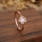 925 Silver Flower Moonlight Stone Ring for Women
