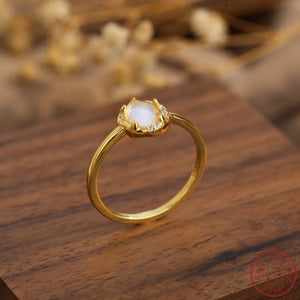 925 Silver Flower Moonlight Stone Ring for Women