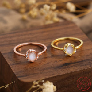 925 Silver Flower Moonlight Stone Ring for Women