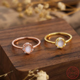 925 Silver Flower Moonlight Stone Ring for Women