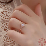 925 Silver Flower Moonlight Stone Ring for Women