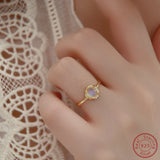 925 Silver Flower Moonlight Stone Ring for Women