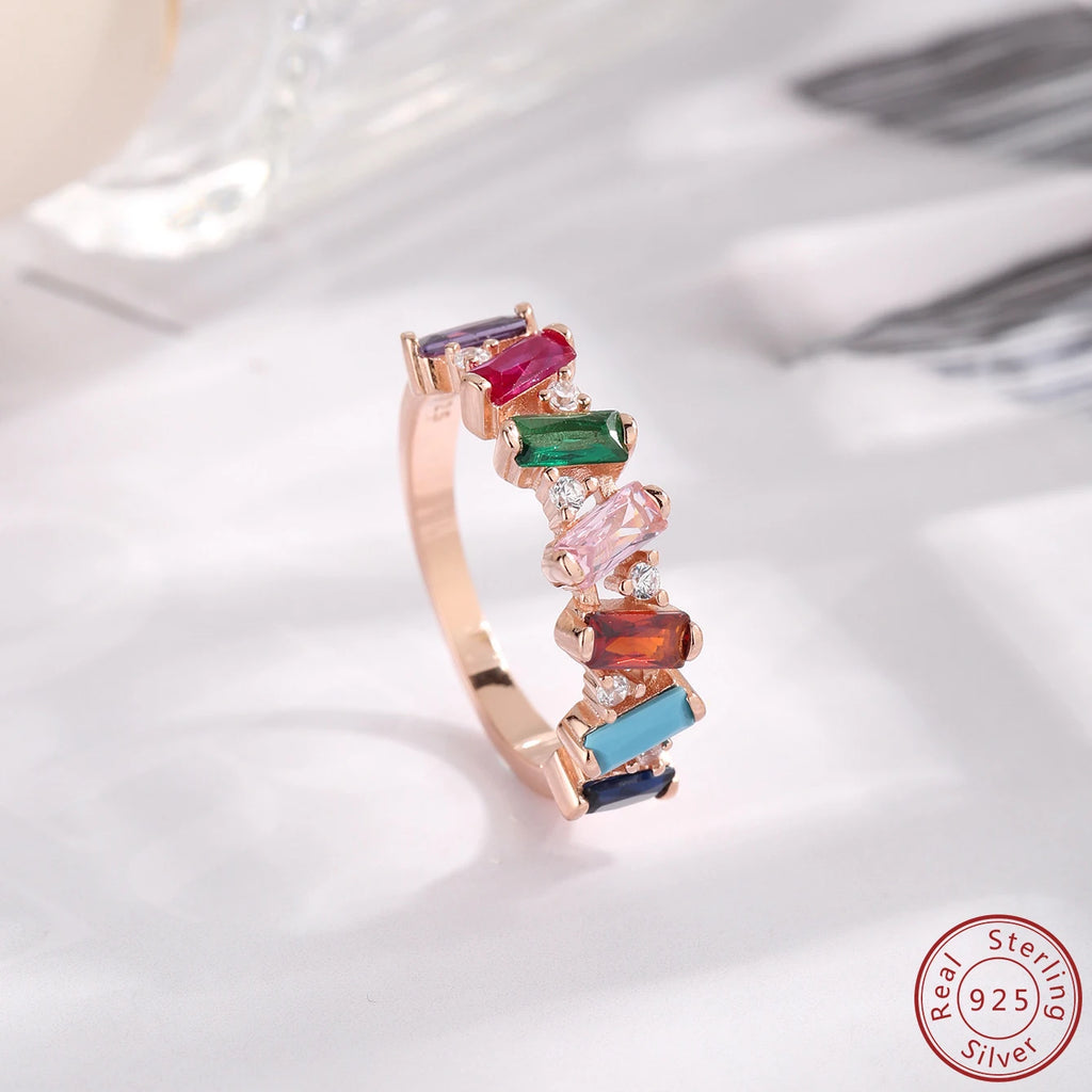 925 Silver Colored Zircon Engagement Ring
