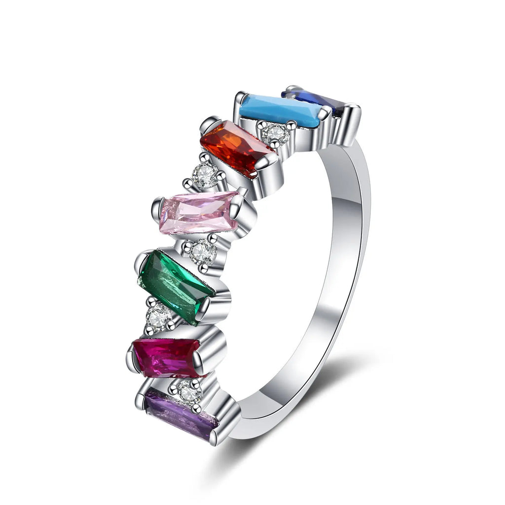 925 Silver Colored Zircon Engagement Ring