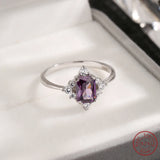 925 Silver Amethyst Zircon Ring for Women