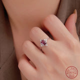 925 Silver Amethyst Zircon Ring for Women