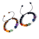 Hematite 7 Chakra Bracelet Men Women Energy Stone Braided Bracelet