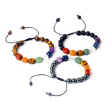 Hematite 7 Chakra Bracelet Men Women Energy Stone Braided Bracelet