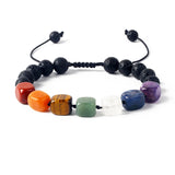 Hematite 7 Chakra Bracelet Men Women Energy Stone Braided Bracelet