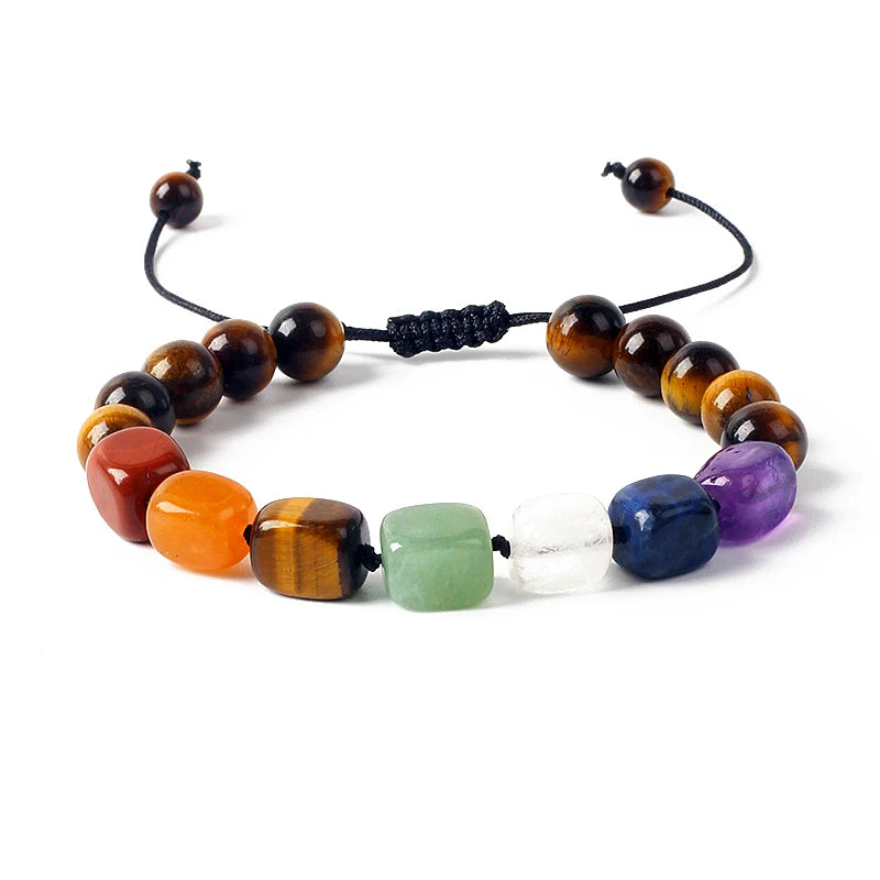 Hematite 7 Chakra Bracelet Men Women Energy Stone Braided Bracelet
