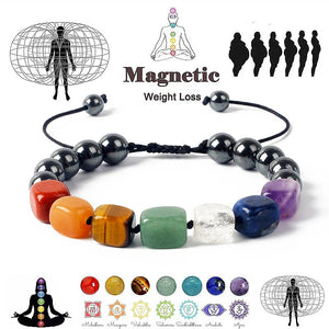 Hematite 7 Chakra Bracelet Men Women Energy Stone Braided Bracelet