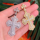 Hip Hop Men Boy Bling CZ Double Cross Pendant Necklace