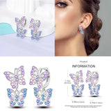 925 Sterling Silver Butterfly Hoop Earrings for Women