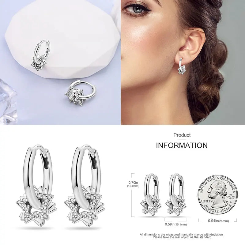 925 Sterling Silver Butterfly Hoop Earrings for Women