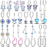 925 Sterling Silver Butterfly Hoop Earrings for Women