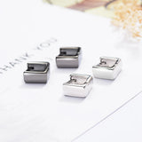 925 Silver Square Hoop Earrings For Women