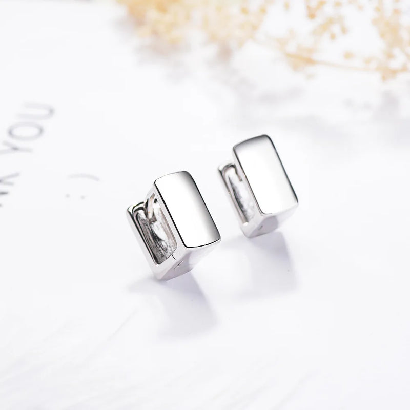 925 Silver Square Hoop Earrings For Women
